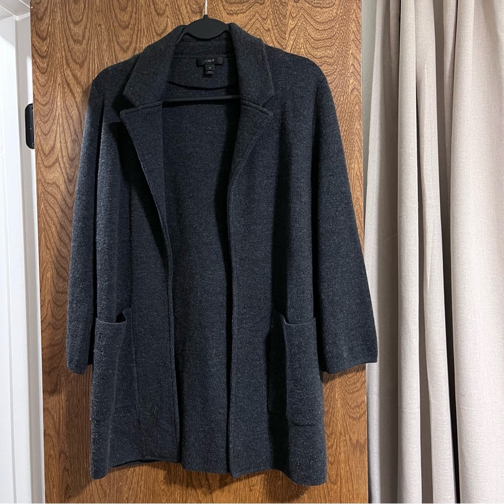 J.Crew Women's Gray Open Front Cardigan Blazer
